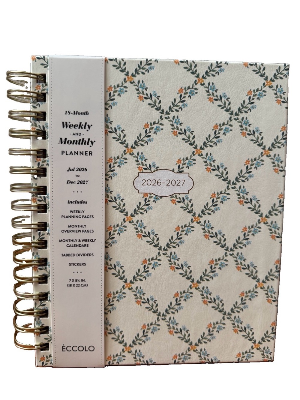 Eccolo Planner 2026- 2027 18-Month Weekly & Monthly Planner Hard Cover 8x7.5”